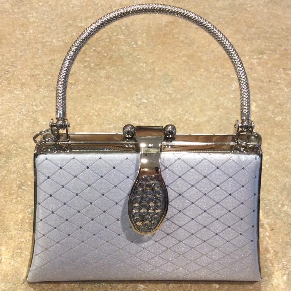 VINTAGE SILK LAVENDER SMALL METAL BOX PURSE
